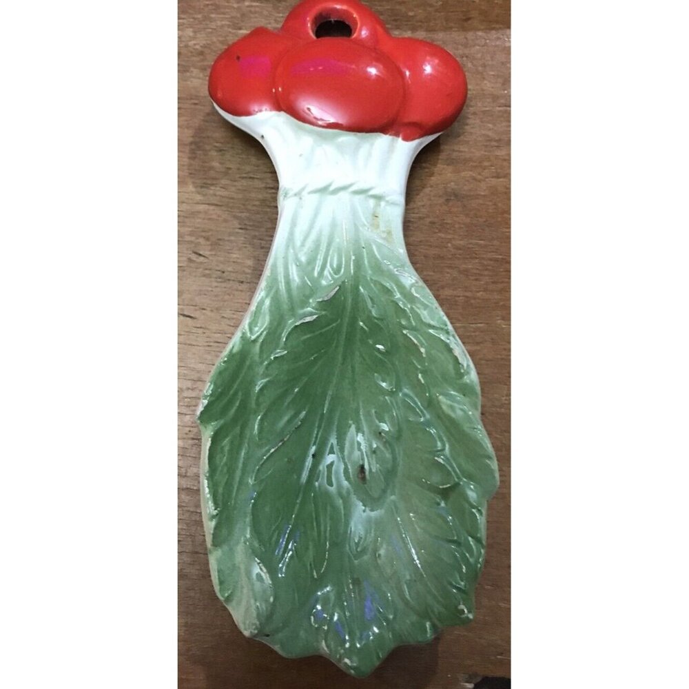 Vintage Vegetable Radish Ceramic Spoon Rest Wall Hanging Radish Japan